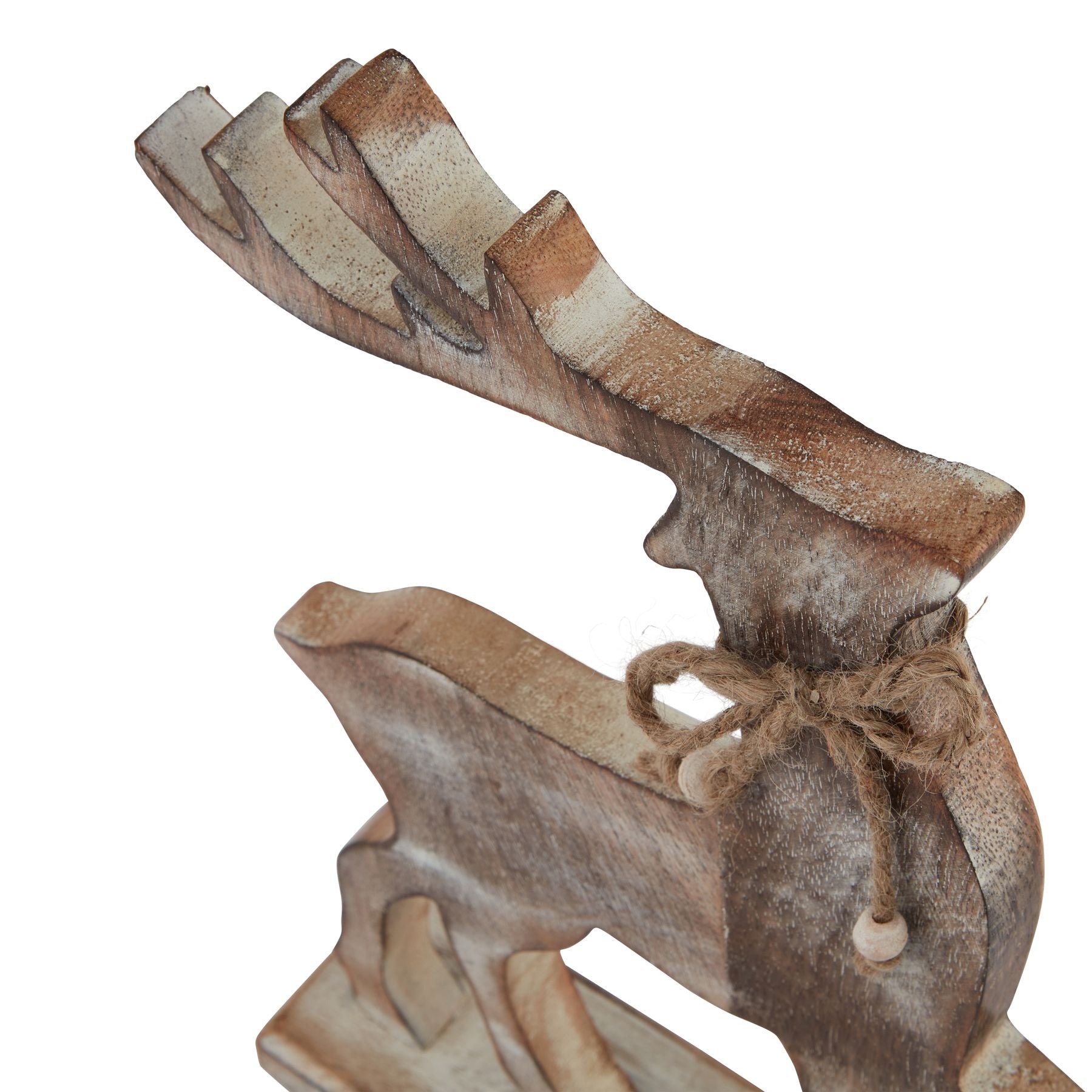 White Wash Wooden Reindeer Christmas Decoration