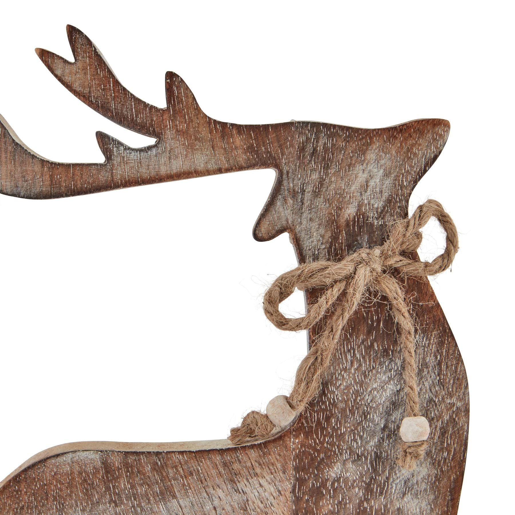 White Wash Wooden Reindeer Christmas Decoration