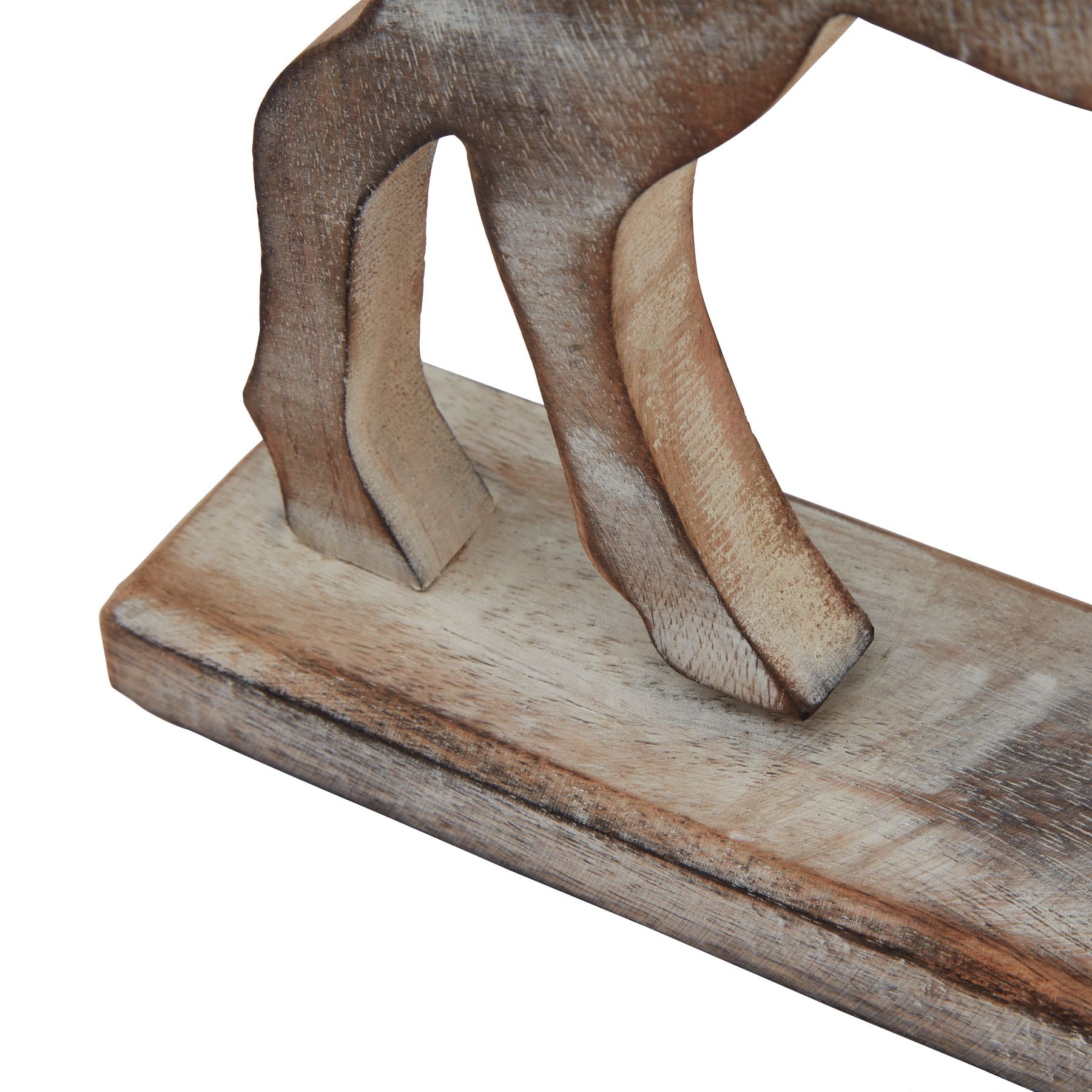 White Wash Wooden Reindeer Christmas Decoration