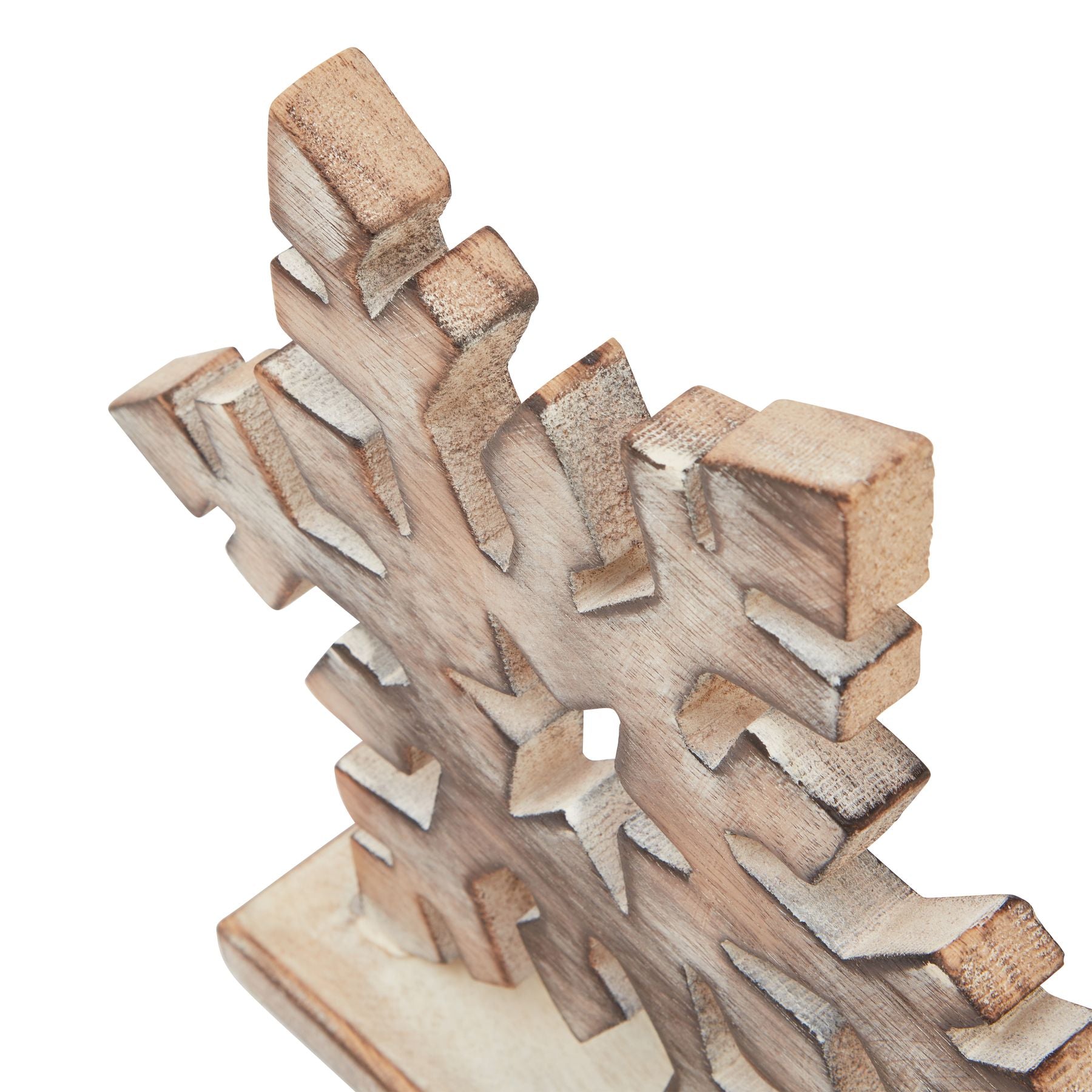 White Wash Wooden Snowflake Christmas Decoration