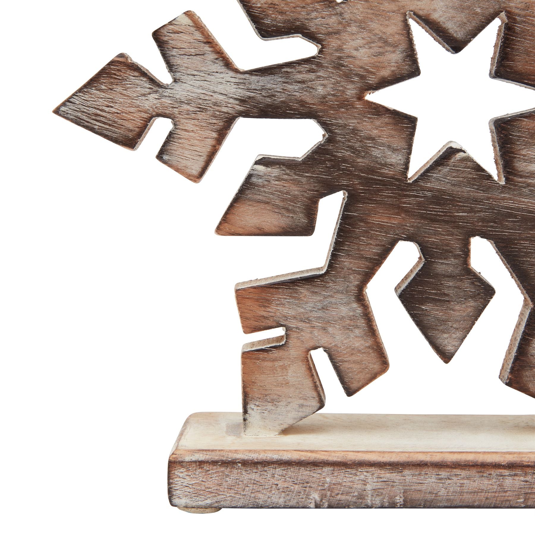 White Wash Wooden Snowflake Christmas Decoration