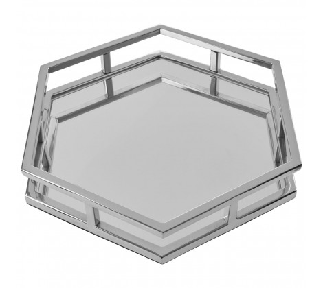 Hurley Hexagonal Mirrored Tray Silver